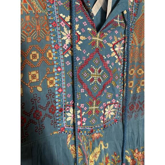 NEW Soft Surroundings‎ Mirapani Embroidered Floral Midi Dress M Boho - Picture 7 of 12